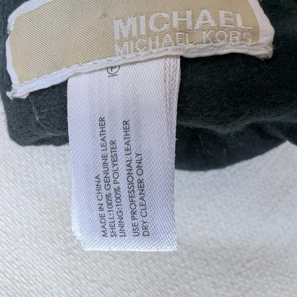Michael Kors Black Quilted Leather Gloves with Silver Accents